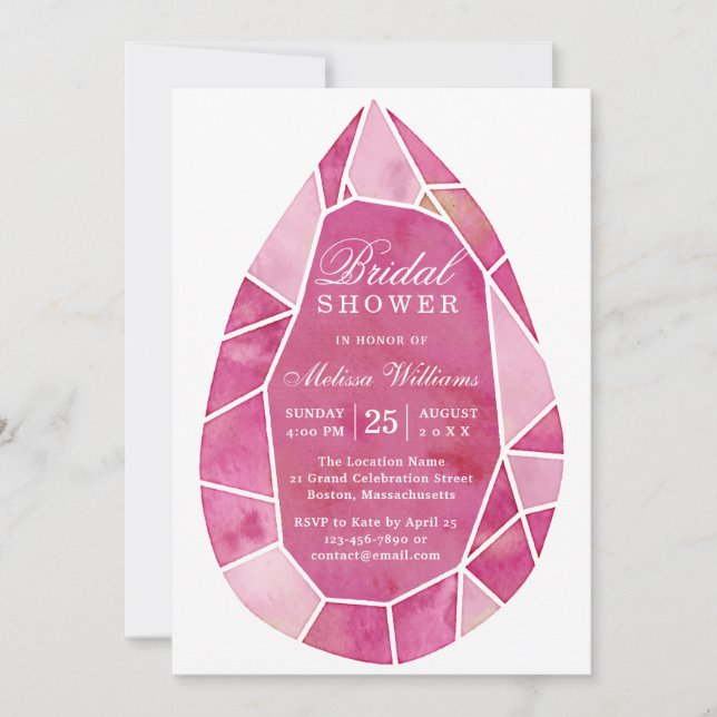 Invitación Elegante ducha de novia de color rosa moderno (Anverso)
