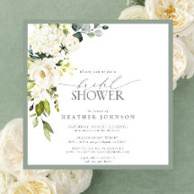 Elegante ducha de novia de color verde gris blanco