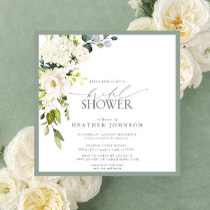 Invitación Elegante ducha de novia de color verde gris blanco