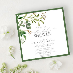Invitación Elegante ducha de novia de color verde oliva
