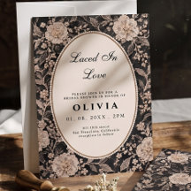 Elegante ducha de novia de encaje floral negro cre