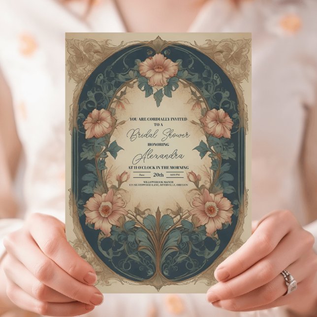 Invitación Elegante ducha de novia de estilo Art Nouveau Arch (Subido por el creador)