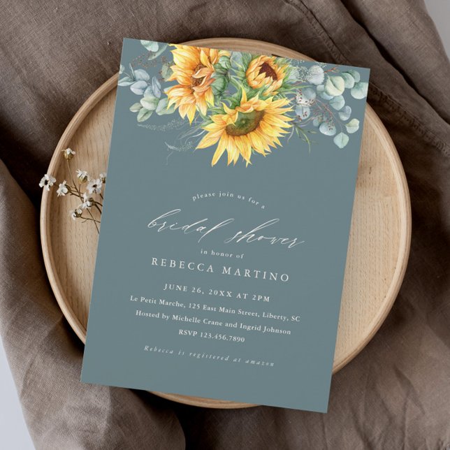 Invitación Elegante ducha de novia de girasol rústico (Subido por el creador)