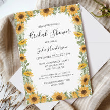 Elegante ducha de novia de girasoles y eucalipto