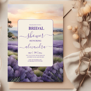 Invitación Elegante ducha de novia de lavanda floral