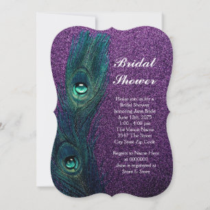 Invitación Elegante ducha de novia de pavo real azul turquesa