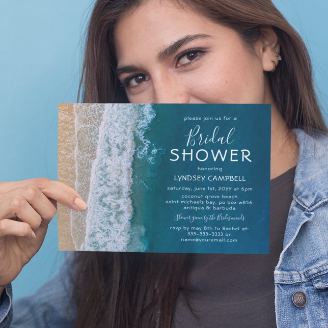 Invitación Elegante ducha de novia de playa tropical (Subido por el creador)