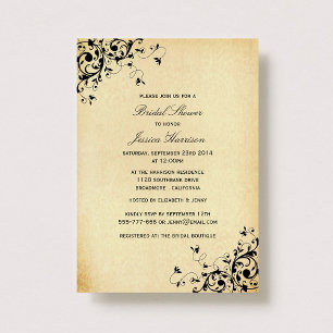 Invitación Elegante ducha de novia de Swirls Antiguas