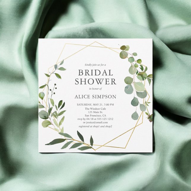 Invitación Elegante ducha de novia de vegetación rústica (Subido por el creador)