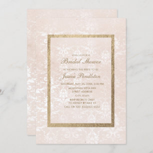 Invitación Elegante ducha de novia dorada de color rosa Damas