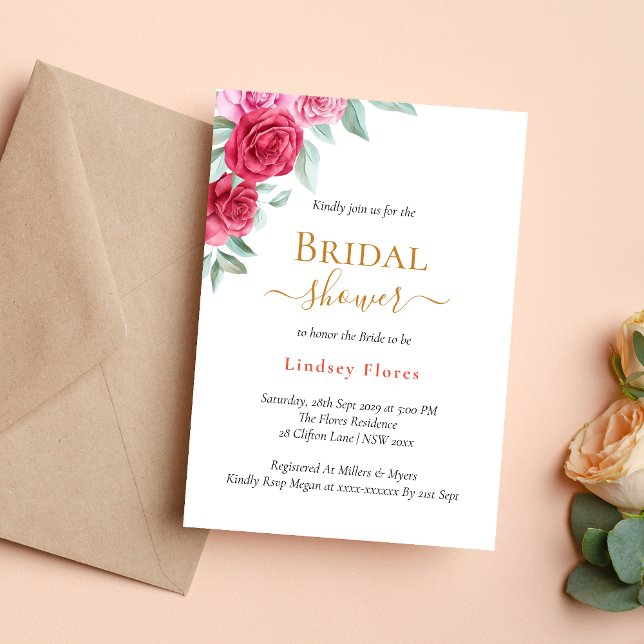 Invitación Elegante ducha de novia dorada rosa rosa rosa rosa (Subido por el creador)
