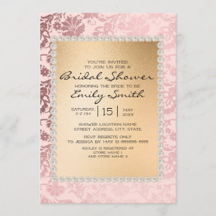 Invitación Elegante ducha de novia dorada rosa Rubor
