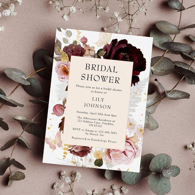 Invitación Elegante ducha de novia dorada rosa Rubor (Subido por el creador)
