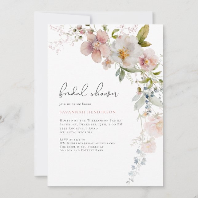 Invitación Elegante ducha de novia dorada rosada (Anverso)