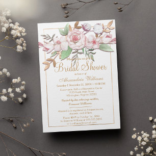 Invitación Elegante ducha de novia dorada Rubor rosa de menta