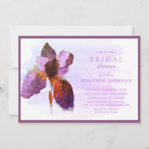 Invitación Elegante ducha de novia dorada y Lilac Iris Floral