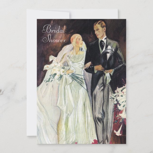 Invitación Elegante ducha de novia eduardiana (Anverso)