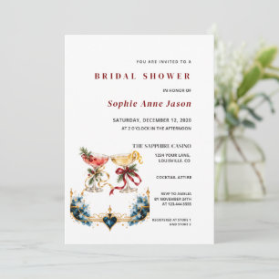Invitación Elegante ducha de novia en casino negro dorado