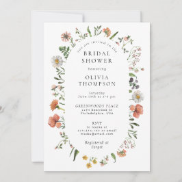 Invitación Elegante ducha de novia en el arco de flores silve