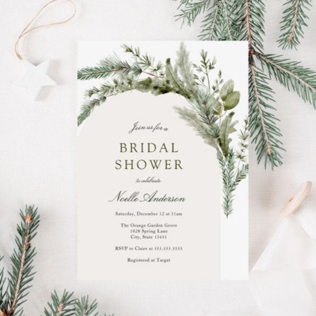 Invitación Elegante ducha de novia en el arco verde (Subido por el creador)