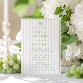 Invitación Elegante Ducha de Novia en Verde Salvia y Azul