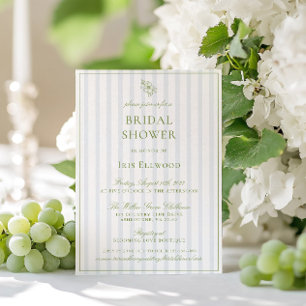 Invitación Elegante Ducha de Novia en Verde Salvia y Azul