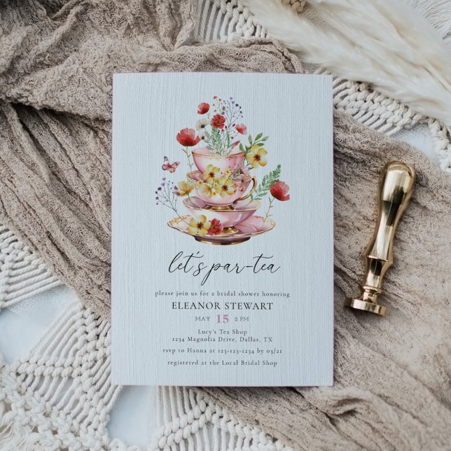 Invitación Elegante ducha de novia Fiesta de té con flores si (Subido por el creador)