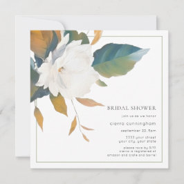 Invitación Elegante ducha de novia floral blanca