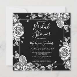 Invitación Elegante ducha de novia floral blanca blanca