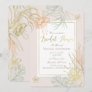 Invitación Elegante ducha de novia floral botánica tropical