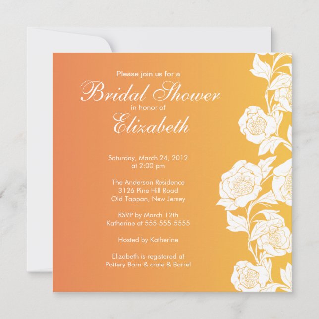 Invitación Elegante ducha de novia floral caída (Anverso)