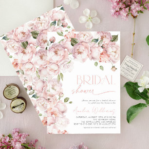 Invitación Elegante ducha de novia floral color de agua rosa