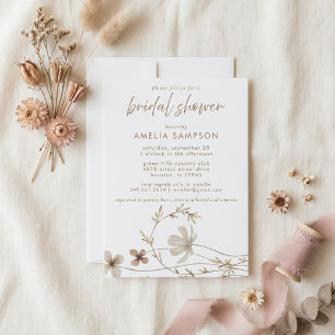 Invitación Elegante ducha de novia floral con acuarela