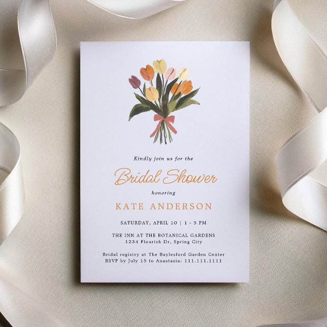 Invitación Elegante ducha de novia floral con tulipanes amari (Subido por el creador)