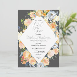 Invitación Elegante ducha de novia floral de carbón de arcoir