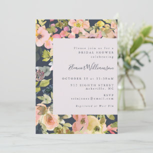 Invitación Elegante ducha de novia floral de color de agua de