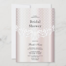 Invitación Elegante ducha de novia floral de encaje blanco