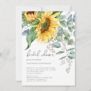 Invitación Elegante ducha de novia floral de girasol