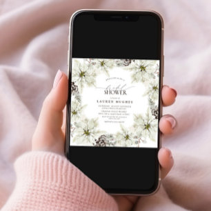 Invitación Elegante ducha de novia floral de invierno