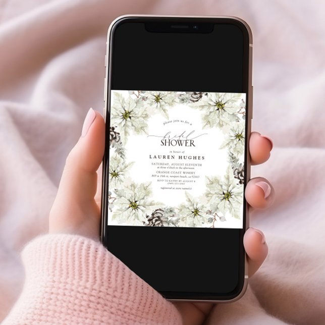 Invitación Elegante ducha de novia floral de invierno (Subido por el creador)