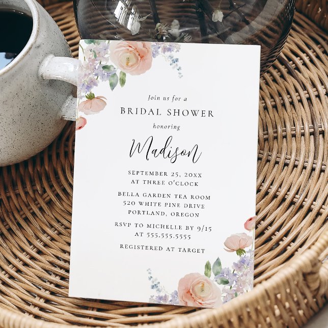 Invitación Elegante ducha de novia floral de primavera (Subido por el creador)