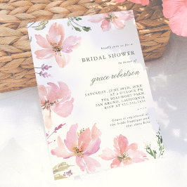 Invitación Elegante ducha de novia floral de primavera en acu