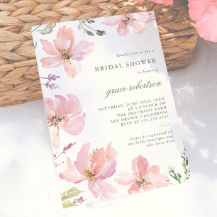 Invitación Elegante ducha de novia floral de primavera en acu