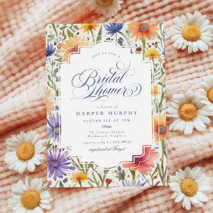 Invitación Elegante ducha de novia floral de verano