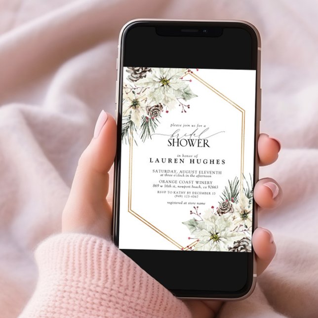 Invitación Elegante ducha de novia floral Evergreen de invier (Subido por el creador)