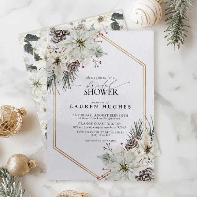 Invitación Elegante ducha de novia floral Evergreen de invier (Subido por el creador)