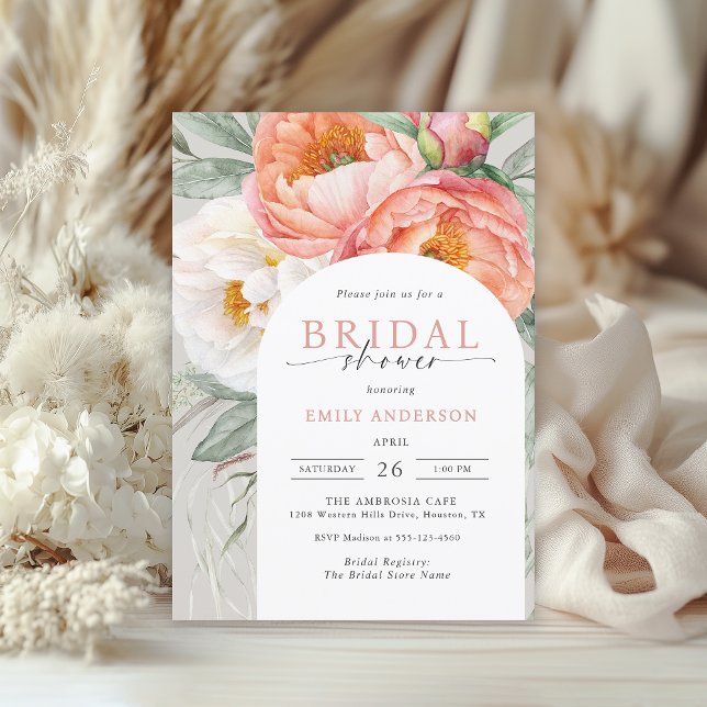 Invitación Elegante ducha de novia floral femenina (Available in both printed and instant download digital formats.)