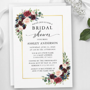 Invitación Elegante ducha de novia floral mixta de acuarela