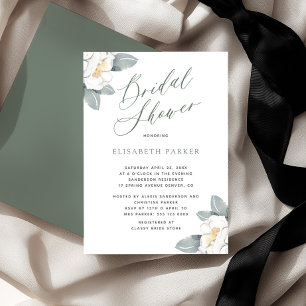 Invitación Elegante ducha de novia floral moderna con acuarel