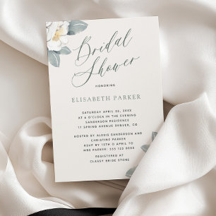 Invitación Elegante ducha de novia floral moderna marfil